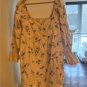 Anthropologie Cream Smocked Dress